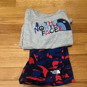 North face boys, T-shirt, and short set